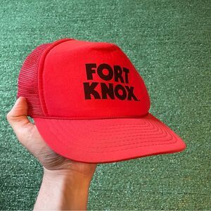 Vintage Fort Knox 90s Red Trucker Hat Rope Snapback